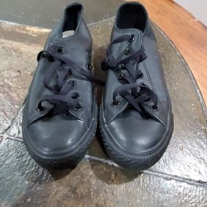 Black leather sneakers